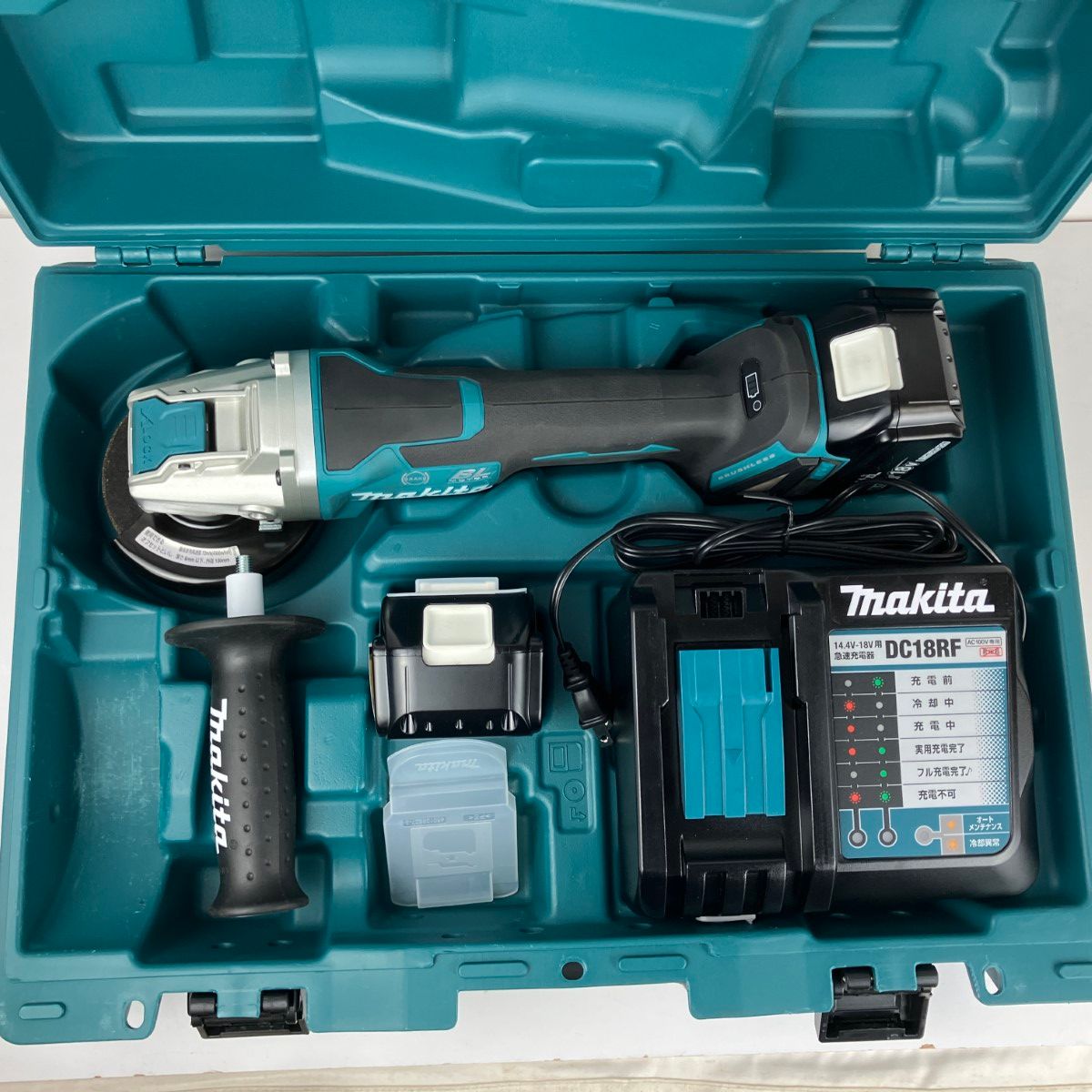 ЗЗMAKITA マキタ 18v 100mm ディスクグラインダー バッテリーx2 充電器 ケース付 GA420D ブルー