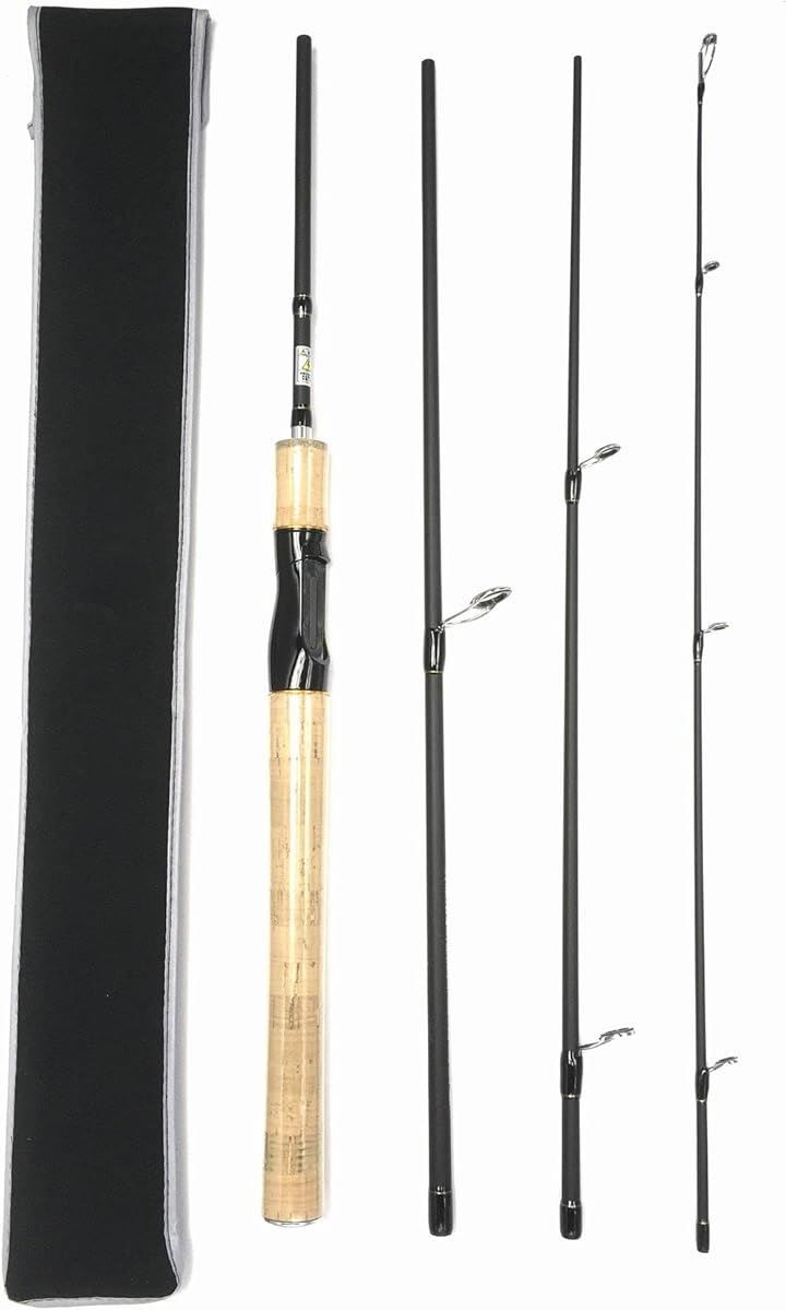 お得！Store 6.6ft スピニングパックロッド4ピース MH シーバスロッド バス釣りロッド ロックフィッシュロッド トラウトロッド 6.6フィート スピニングロッド(ブラック,  6.6ftスピニングパックロッド4ピース(M)