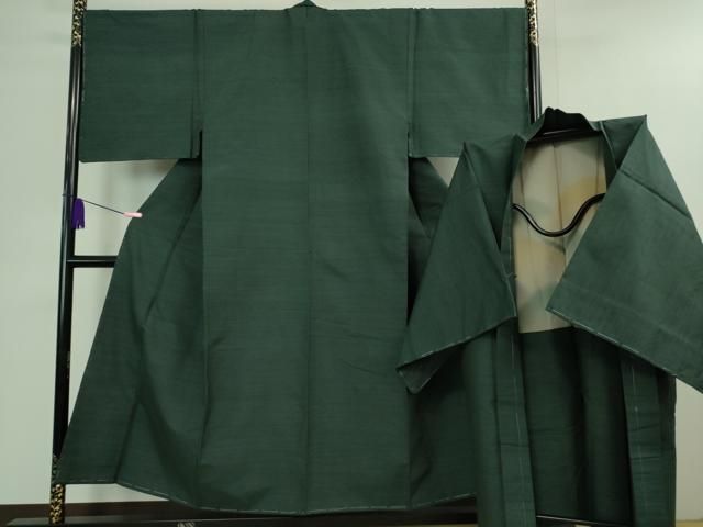 平和屋着物 上 男性 紬 アンサンブル 長羽織 色無地 錆鉄御納戸色 ♥ DZAA9879kh5