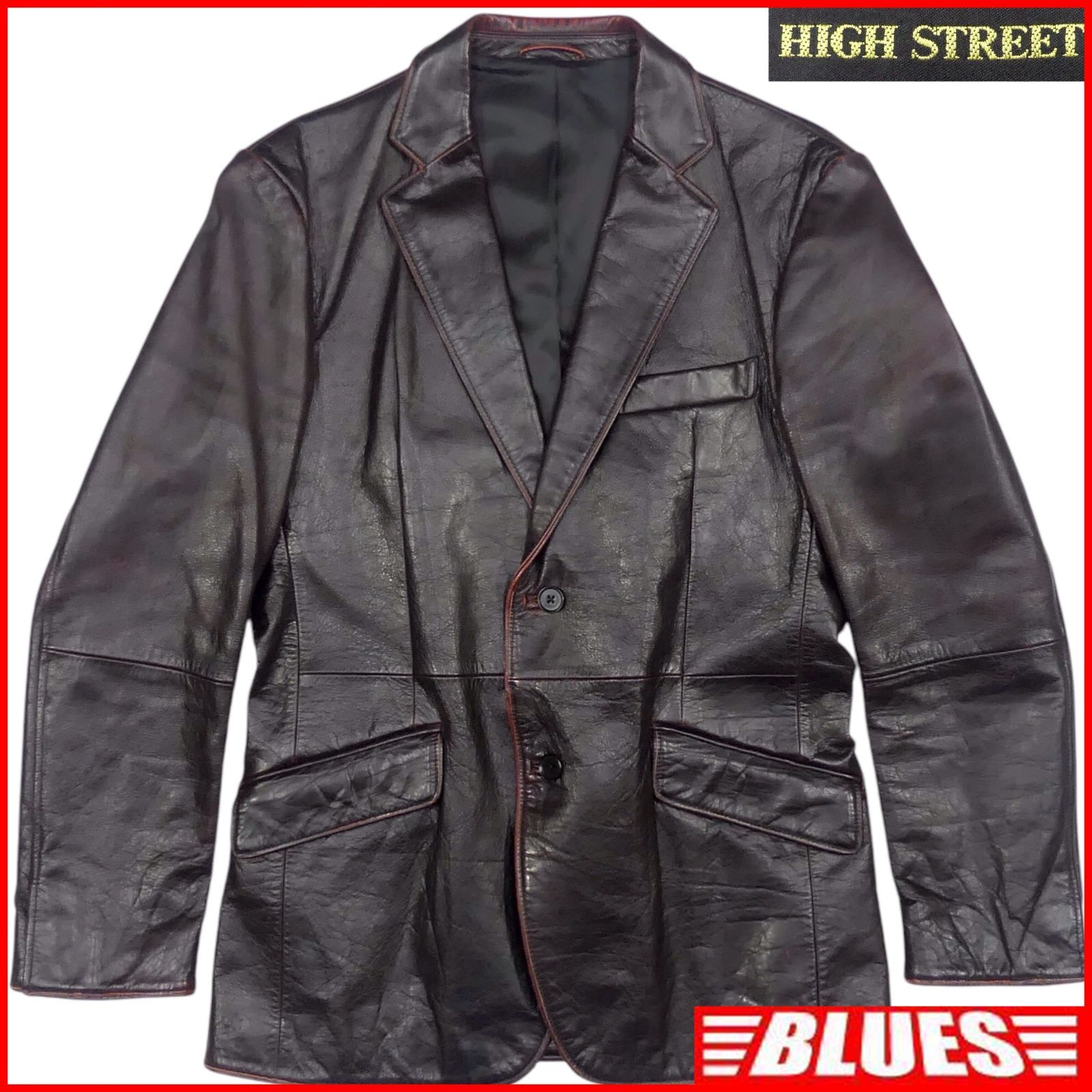 HIGH STREET ハイストリート テーラードジャケット L レザー 黒 本革 