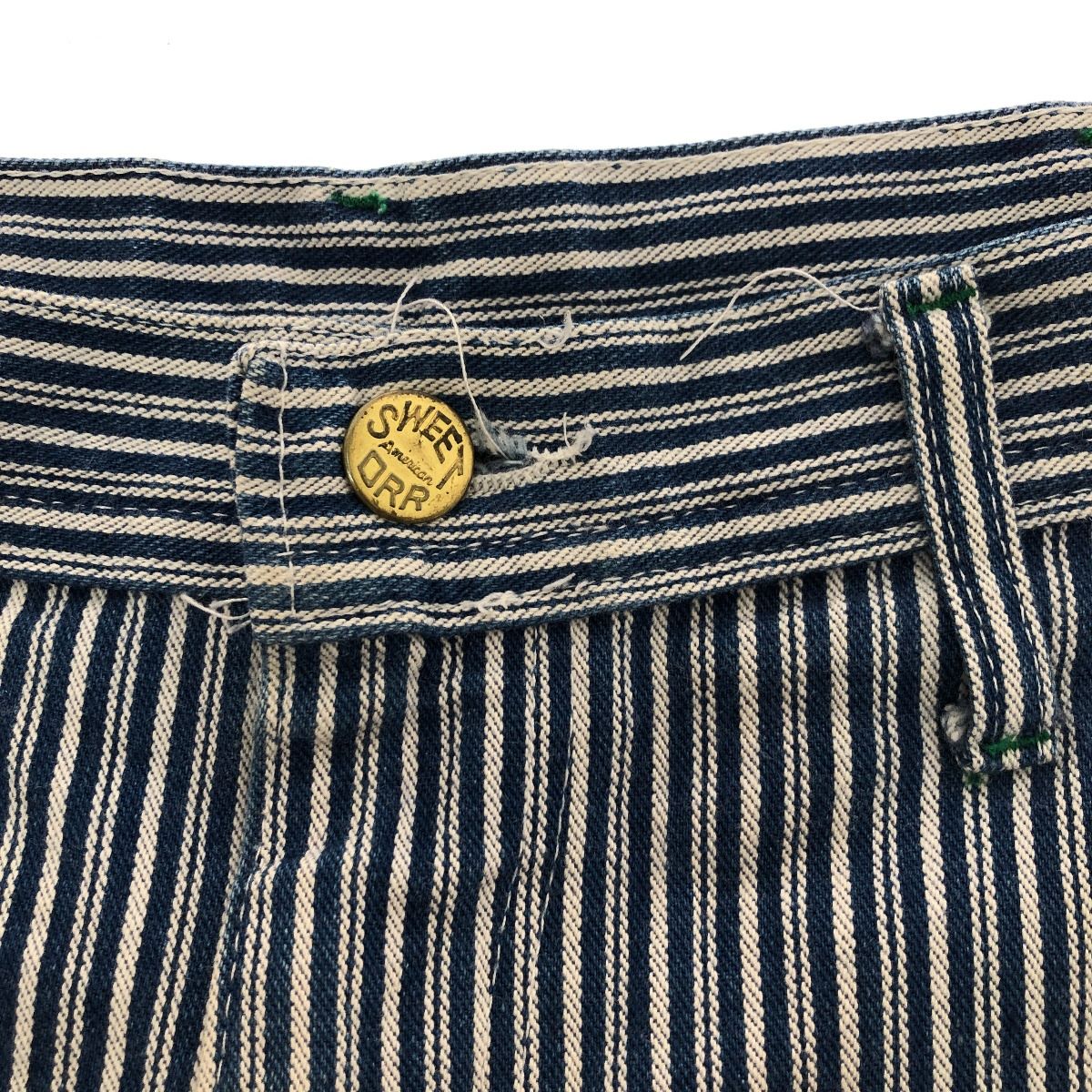 □□70s SWEET-ORR パンツ ペインターパンツ SIZE 不明 ヒッコリー セミオートマチックTALONジッパー 古着 ブルー □□70s SWEET-ORR パンツ ペインターパンツ SIZE 不明 ヒッコリー