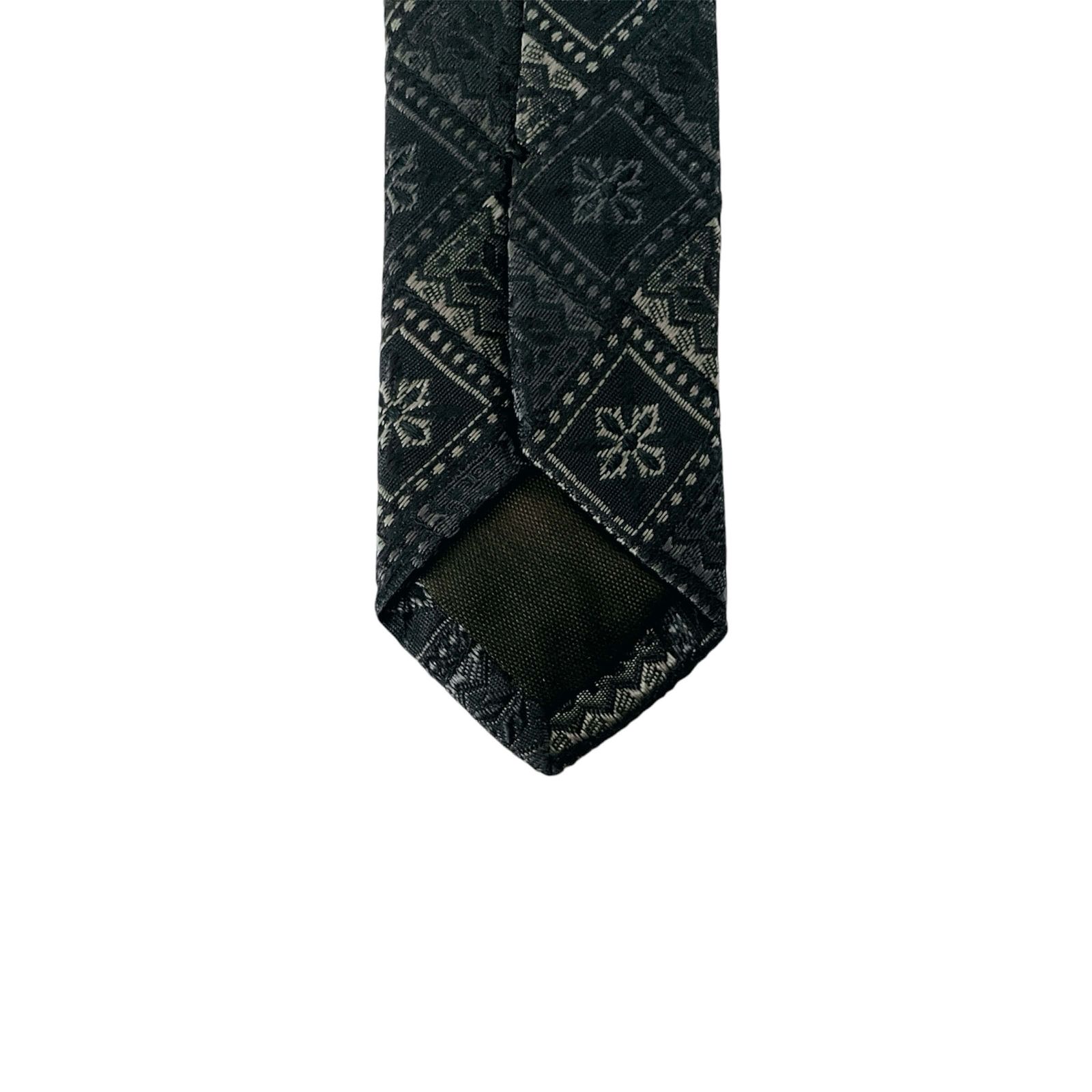 GIANNI VERSACE ジャンニ ヴェルサーチ 市松模様 小紋柄 総柄 シルク レギュラー ネクタイ ブラック 黒 ビジネス メンズ イタリア製 当時物 GIANNI VERSACE ジャンニ ヴェルサーチ 市松模様 小紋柄 総柄 シルク