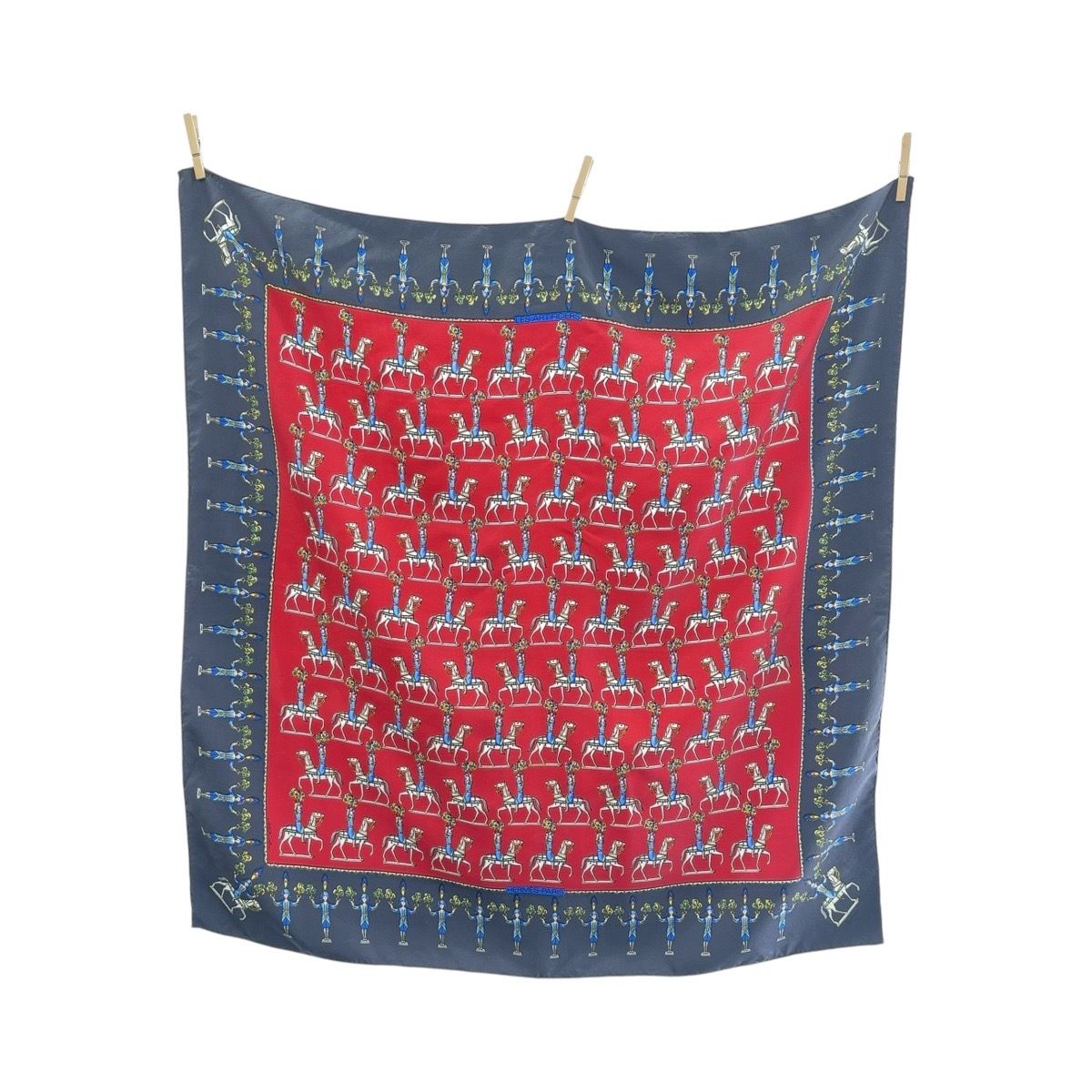 HERMES エルメス LES ARTIFICIERS 花火師 騎士 カレ90 レッド