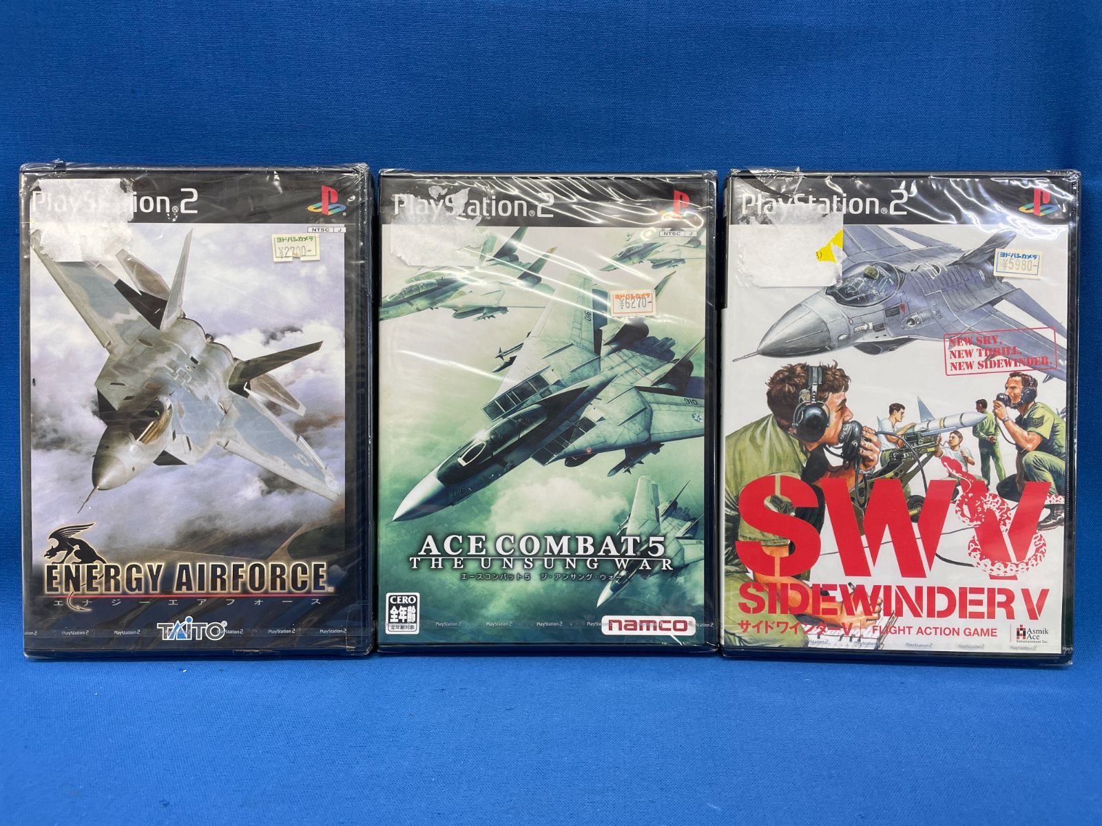 ・新品未開封 PS2 エースコンバット５/サイドワインダーV/エナジーエアフォース 3本セット ソフト プレステ２ 希少　【G2/0219-4】