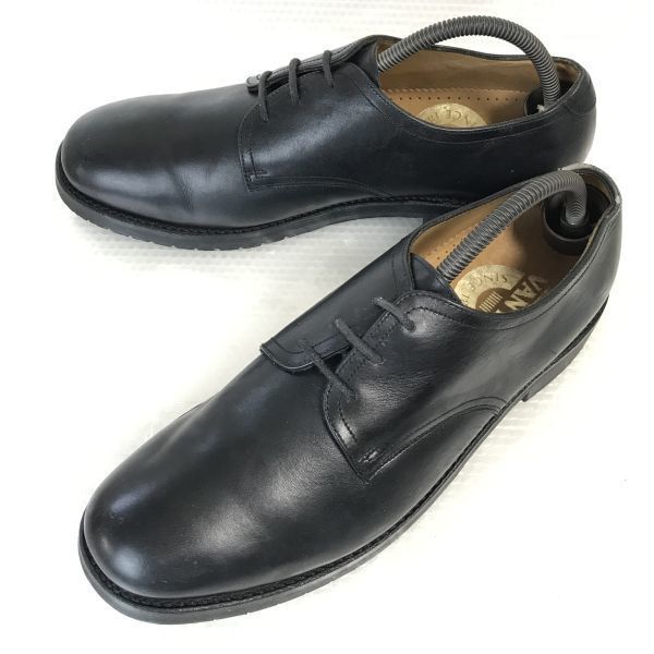 オランダ老舗 VAN LIER ヴァンライアー 本革 サービスシューズ プレーントゥ 28.0 M 黒 BLACK ビジネス dress shoes◆B-60