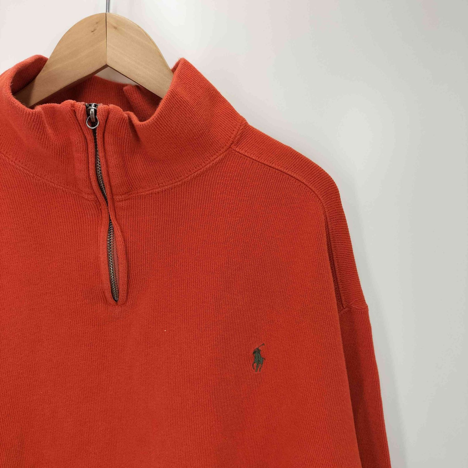 90s　ポロバイラルフローレン　ハーフジップ　スウェット　ポニー刺繍　革ジップ ポロバイラルフローレン Polo by RALPH LAUREN 90S ポニー刺繍