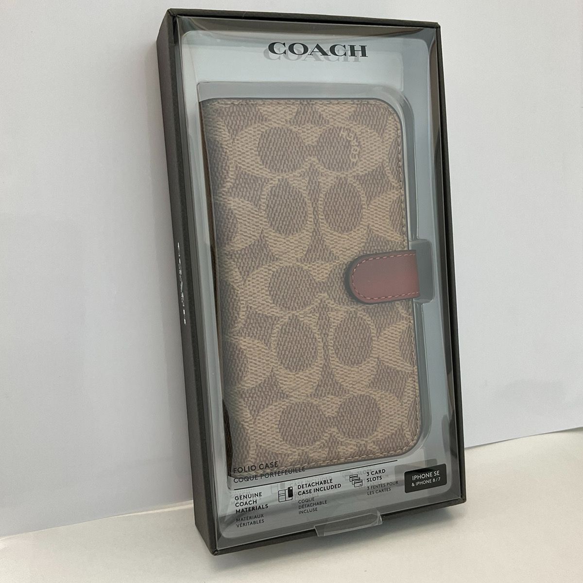 3 iPhone SE3|SE2|8|7 Coach Folio Case Signature C Khaki