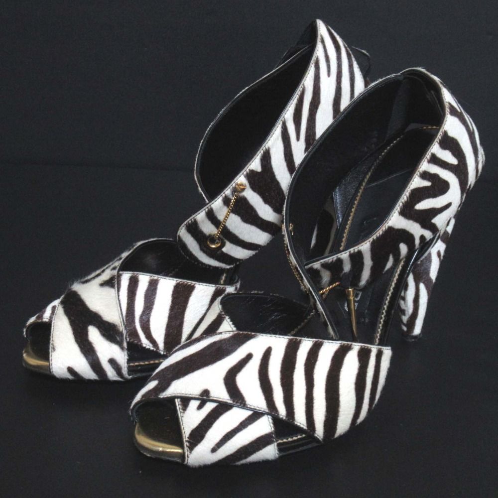 美品 TOM FORD トムフォード ゼブラ柄 ハラコ アンクルストラップ  