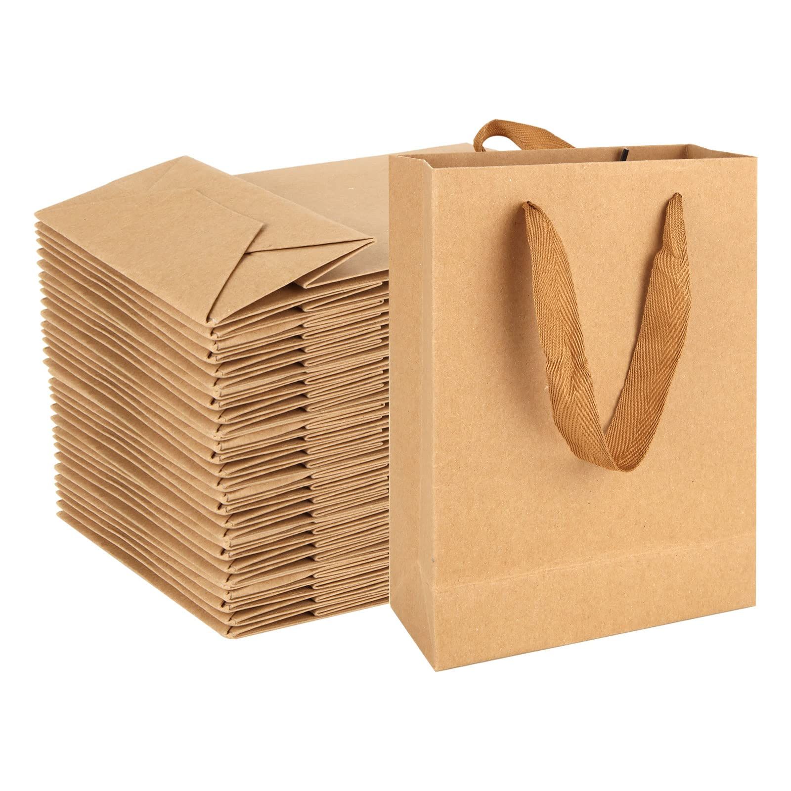 プレゼント袋 小 厚手タイプ 15x5.7x20cm 手提げ袋 ラッピング 袋 シンプル 無地 紙袋 包装 誕生日 贈り物 お土産 DIY 30枚セット 結婚式 パーティー 誕生日 クリスマス用ギフトバッグ