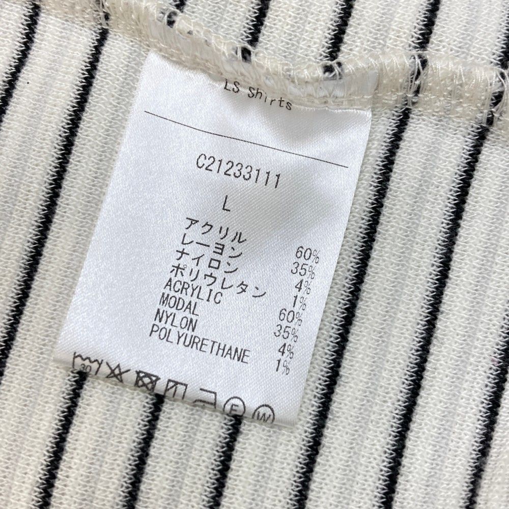 新品サイズL/Callaway/吸湿発熱/ボーダー柄/長袖ロールネックシャツ紺系 キャロウェイ] レディース 長袖 モックネックシャツ (ブランドロゴ