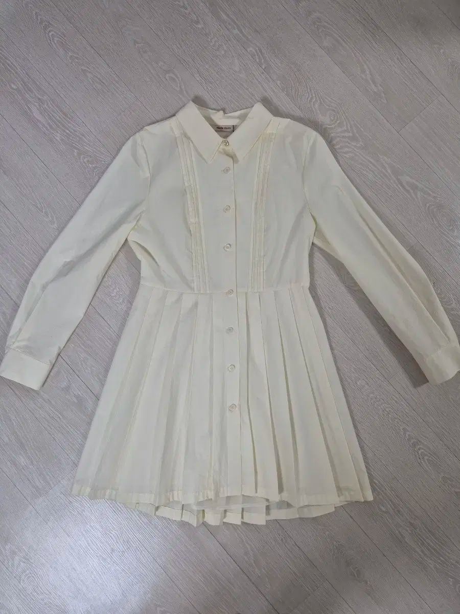 Marie Claire マリ クレール アイボリー プリーツ シャツ ワンピース