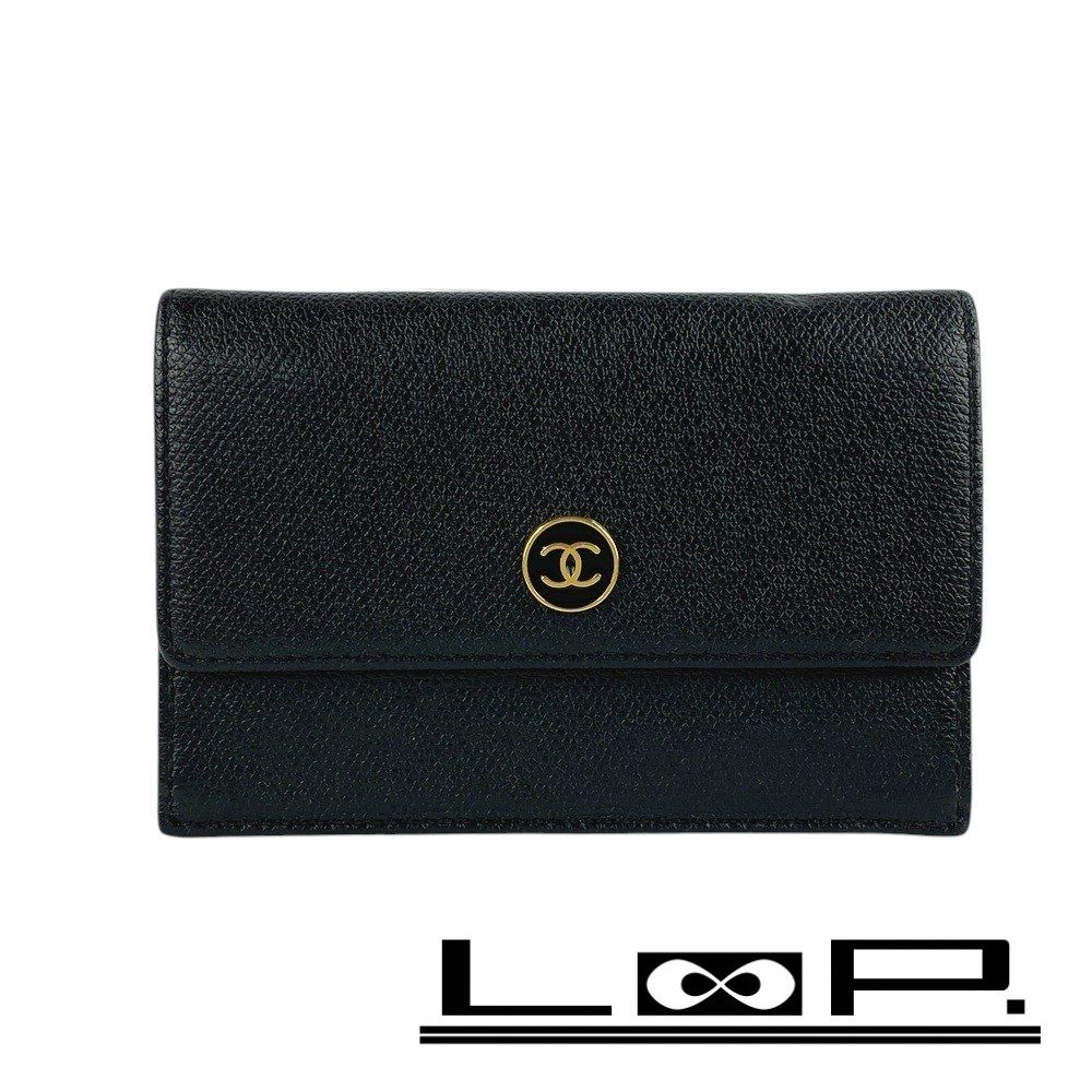 CHANEL ブラック レザー キーケース ココボタン キーケース CHANEL ブラック レザー キーケース ココボタン キーケース