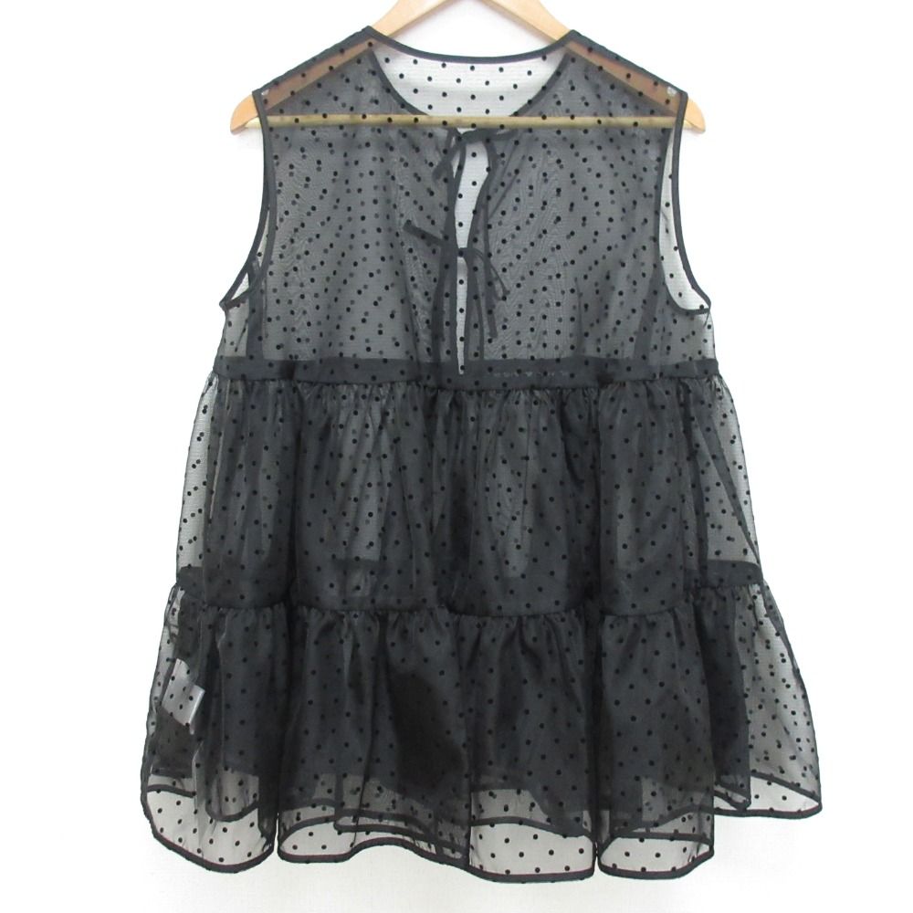 新品未使用タグ付きyori ドットフロッキーティアードジレ　ブラック ドットフロッキーティアードジレ【sale】 | more sale| yori