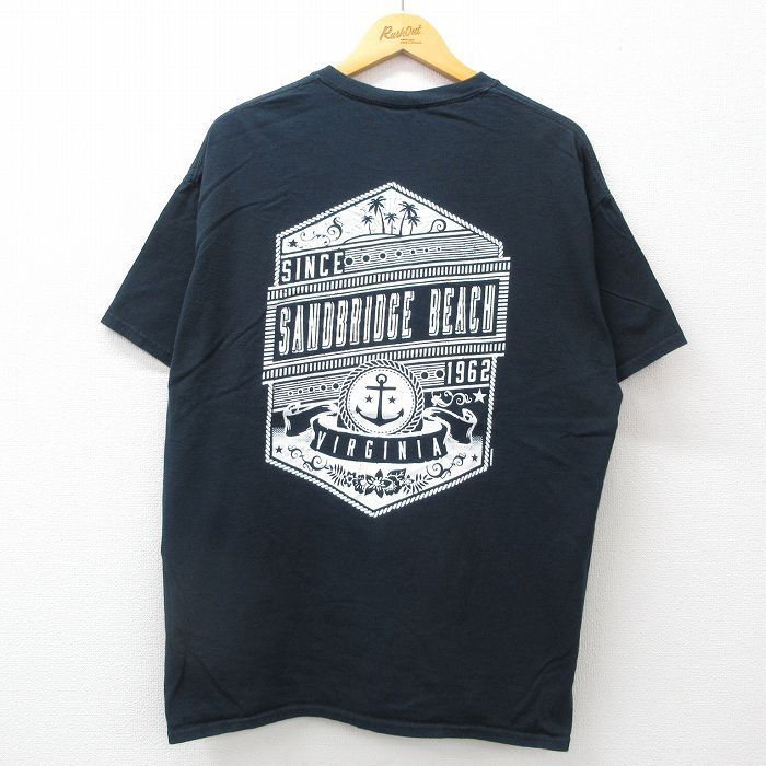 XL/古着 半袖 ビンテージ Tシャツ メンズ 00s サンドブリッジビーチ 大きいサイズ コットン クルーネック 黒 ブラック 24jul31 中古