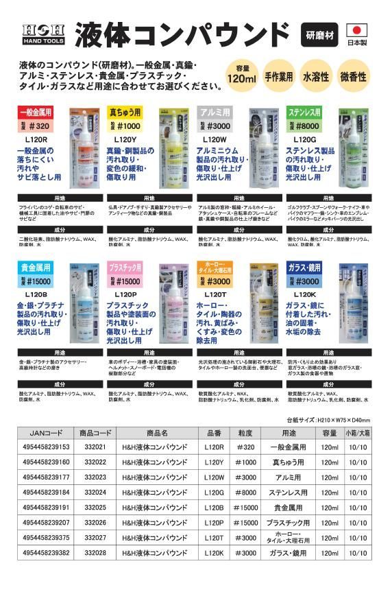 まとめ）H&H 液体コンパウンド/研磨材 【アルミ用/容量：120ml】 日本