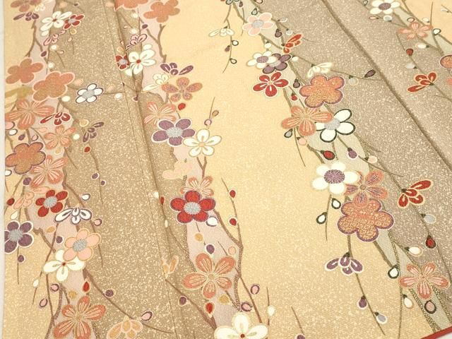 平和屋着物○訪問着 友禅 枝梅文 正絹 逸品 AABA3787ph