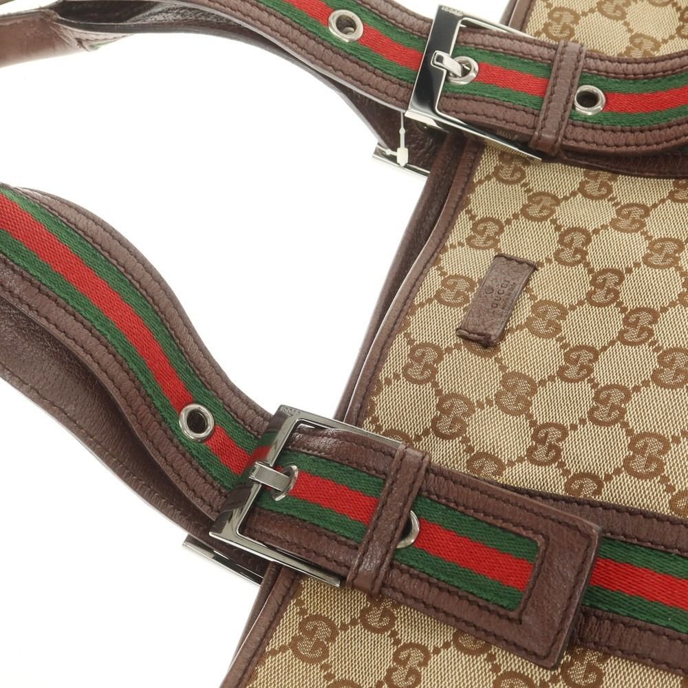 中古】グッチ GUCCI GGキャンバス × レザー トートバッグ ベージュx