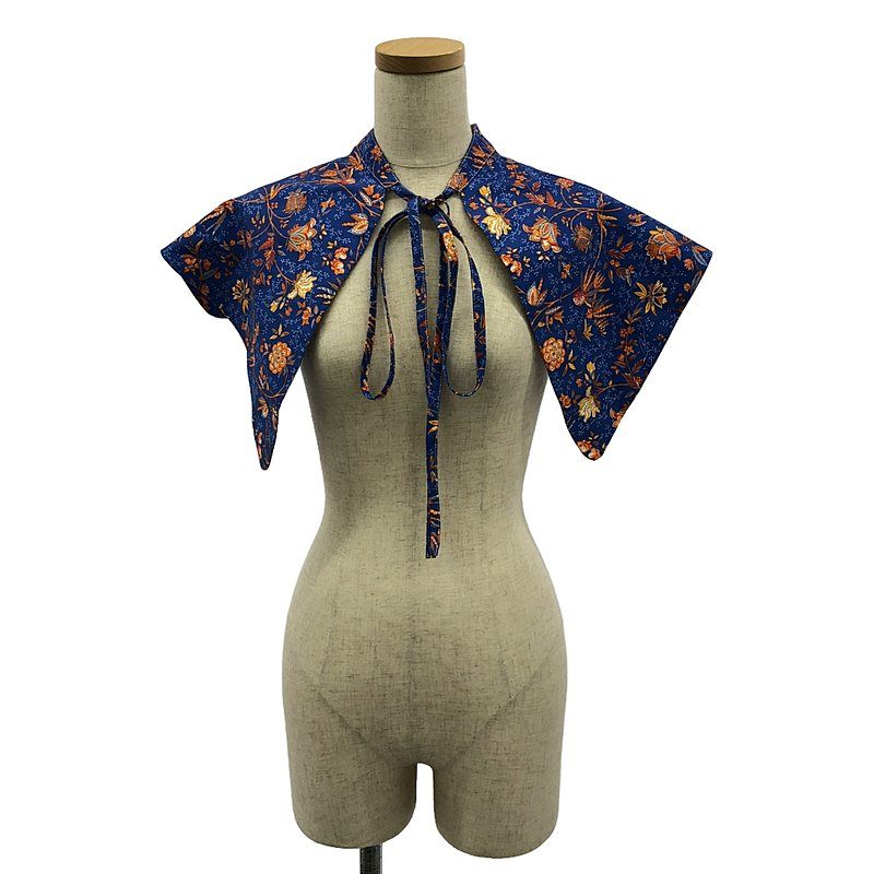 PATOU / パトゥ | 総柄 ケープカラー つけ襟 | ブルー/オレンジ