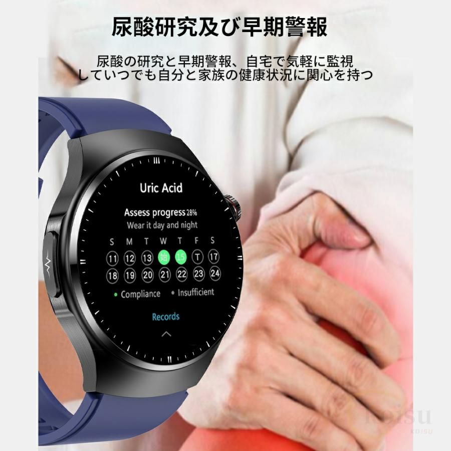 Atose スマートウォッチ 心電図PPG+ECG 血糖値 通話機能 血圧測定 モニタリング 体温 血中酸素 1.46インチ 心拍数 着信通知 日本語  日本製 大画面 2024 新品