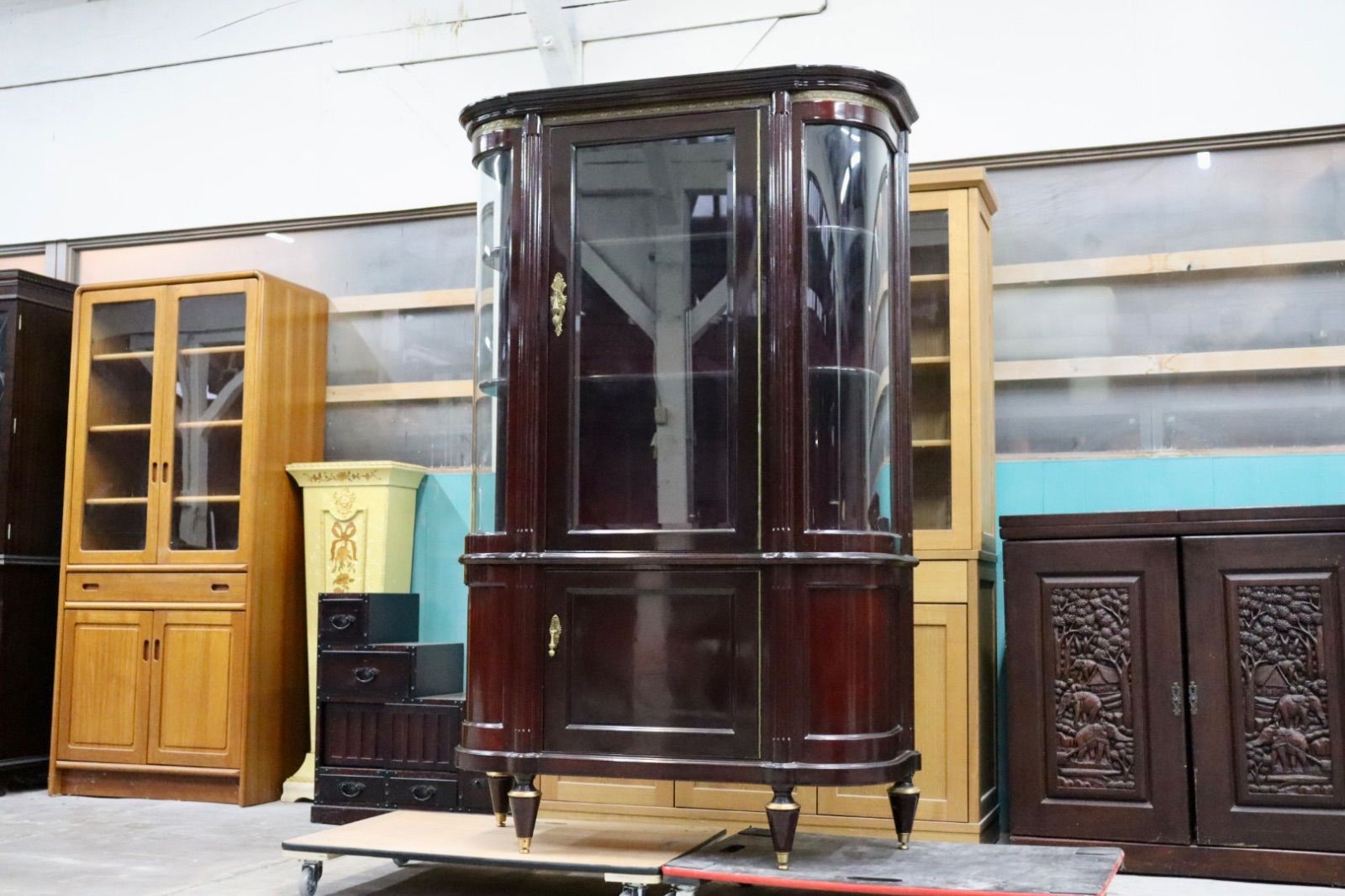 GMIK505○初音の家具 キュリオケース 飾り棚 キャビネット ボード ヨーロピアン クラシック アンティーク 田中家具製作所