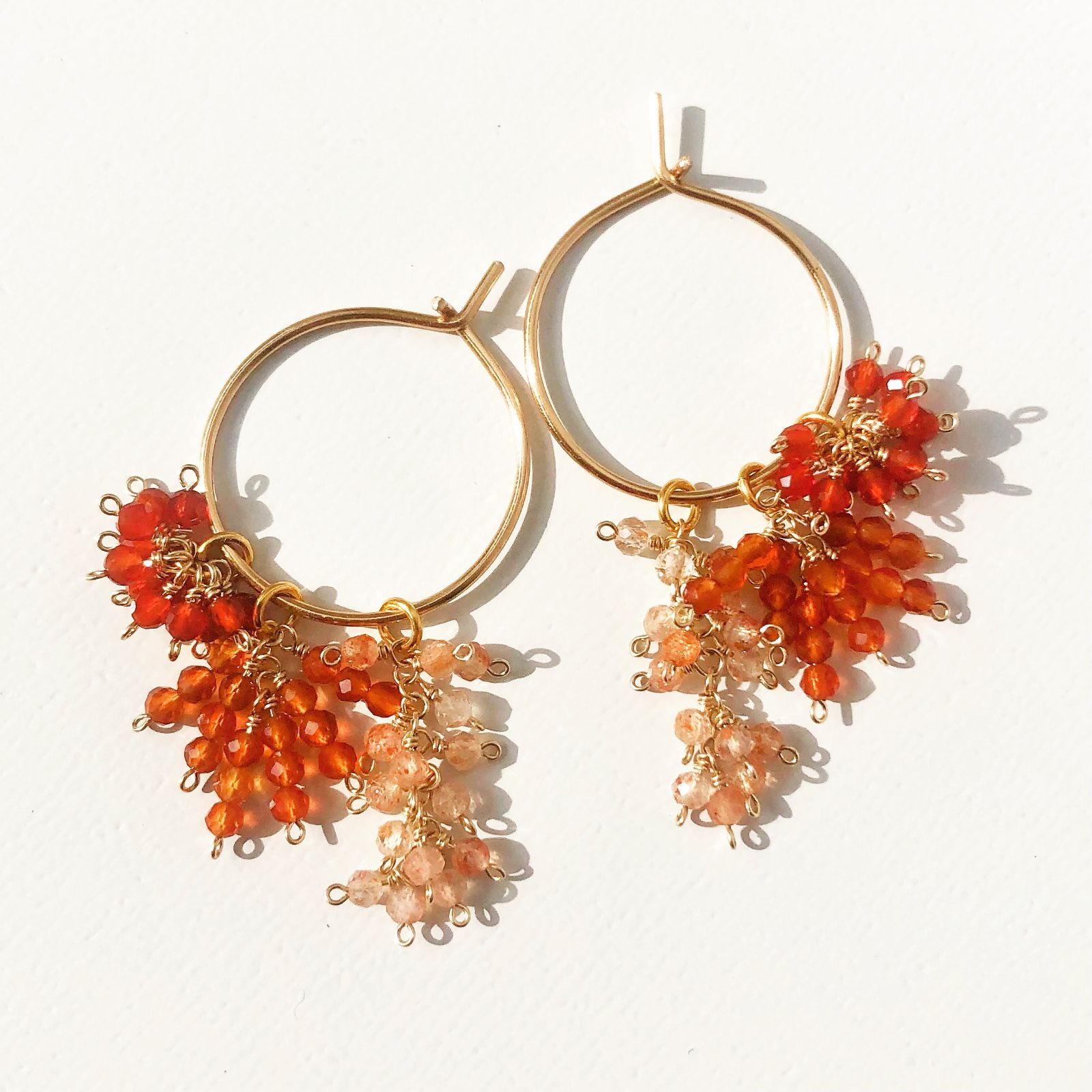 14KGF 3種のオレンジ ピアスチャーム フープピアス プレゼント！