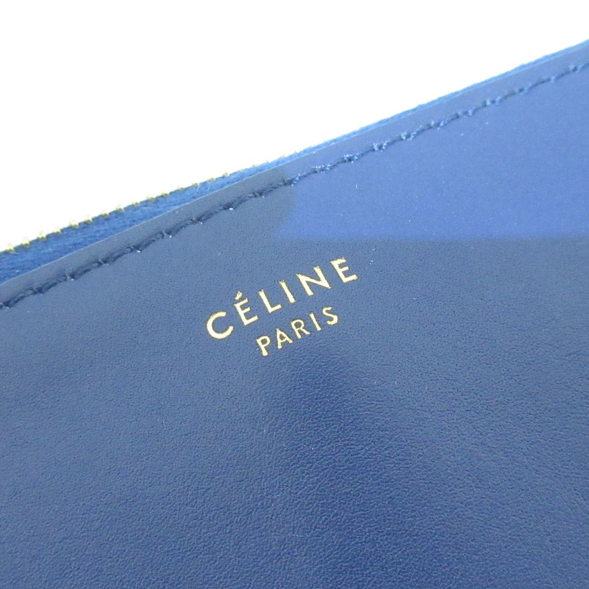CELINE(セリーヌ) ポーチ - ネイビー×グレーベージュ レザー