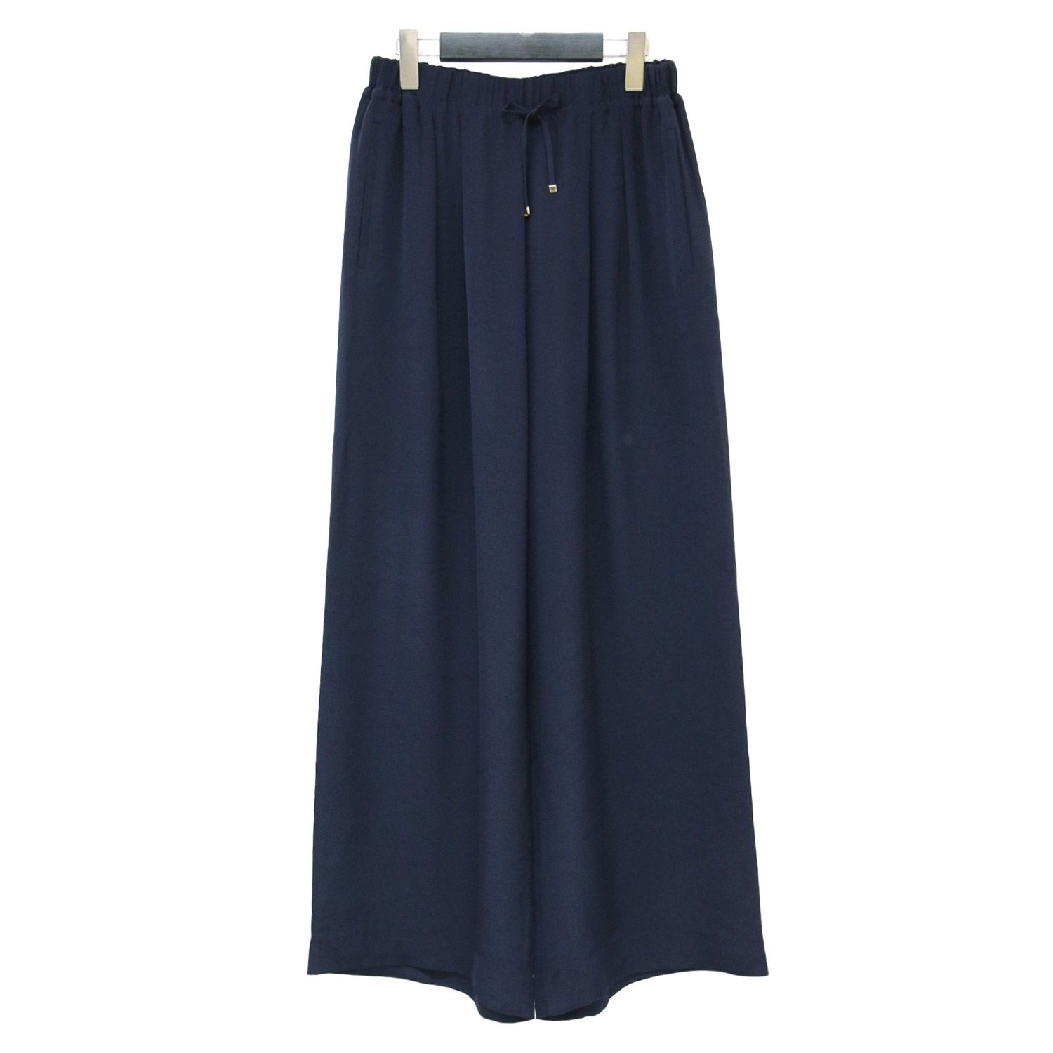完売　美品Drawerドゥロワー　シルク100 ワンピース　ネイビーsize38 DRAWER ドゥロワー パンツ ネイビー 紺 サイズ:38(M) | シルク