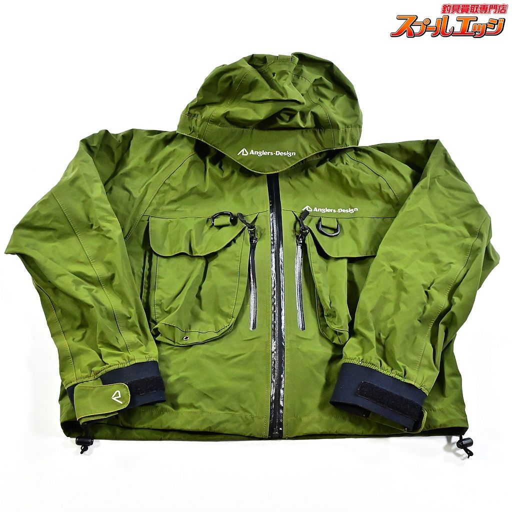 アングラーズデザイン AD-TEX ウェーディングジャケット サイズM モスグリーン レインジャケット Anglers Design K_100 e06792