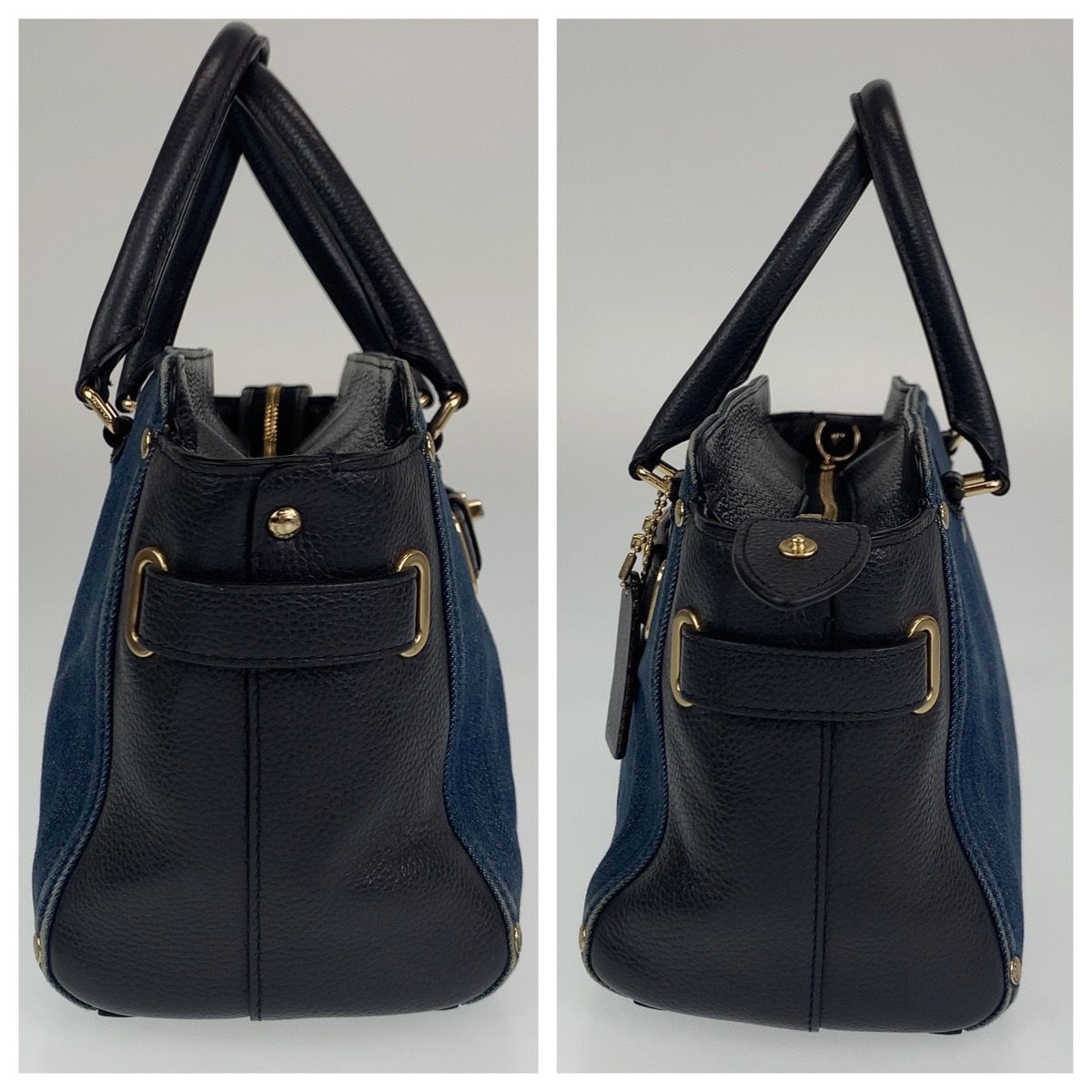 COACH コーチ デニムスワッガー ネイビー 紺 シルバー金具 デニム 