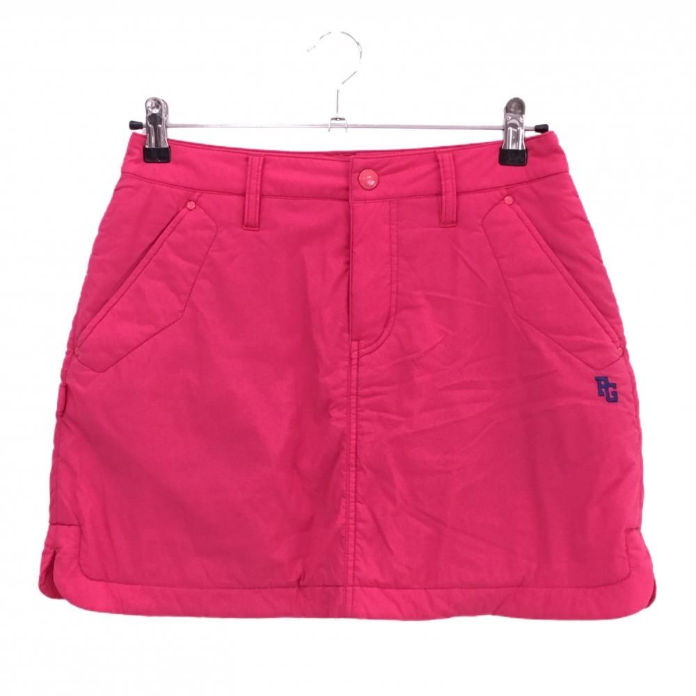 パーリーゲイツ 中綿スカート ピンク ロゴネイビー 複数ワッペン