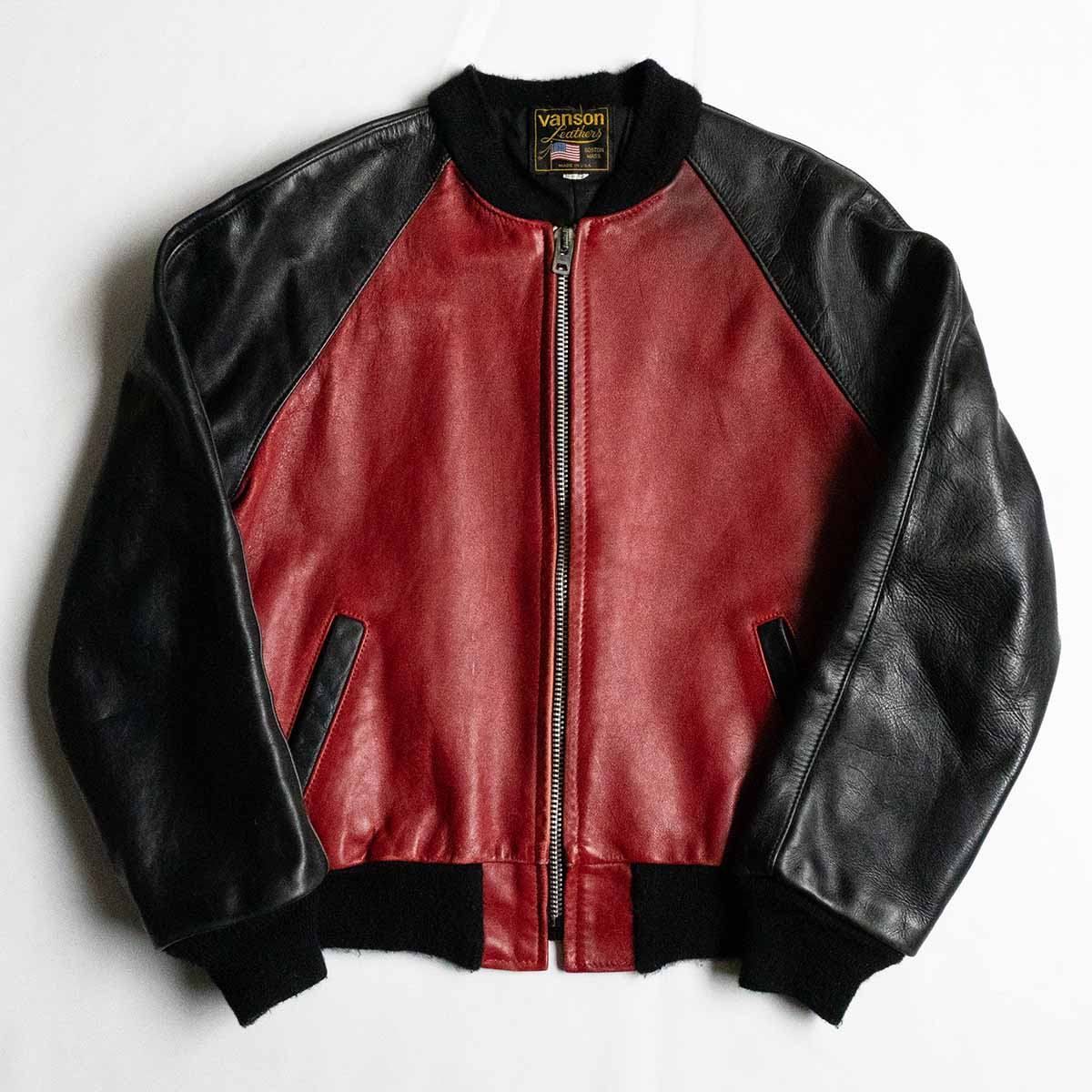 【雰囲気抜群/ビッグサイズ】 VANSON 【TJV オールレザー スタジャン】42 ジャケット ワッペン USA製 バンソン 25010619
