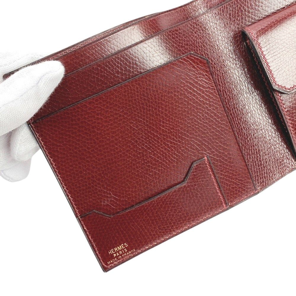 ヴィンテージ エルメス 2つ折り 財布 リセ レッド ルージュ 〇K刻 ◇SALE◇ □中古□ヴィンテージ□ エルメス 2つ折り 財布 リセ レッド