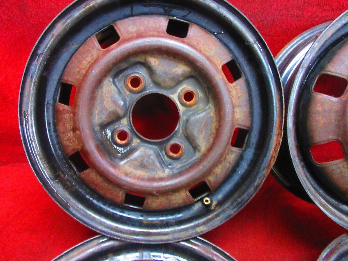 スチール ホイール 4本 12×4.00B 4穴 PCD 100 45 ハブ径 60 三菱 ミニカ H31系 純正 ◆51896