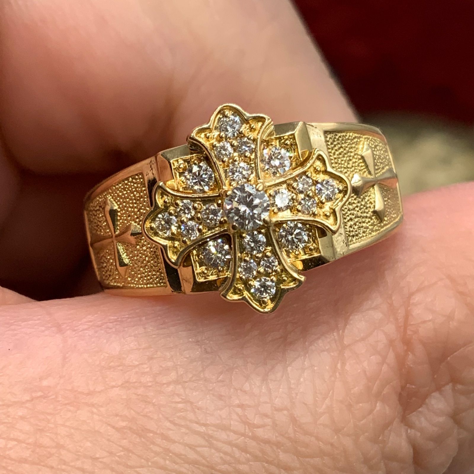 K18クロスダイヤ➕リング K18 ダイヤ クロスリング 7.2g 0.3ct 約14号