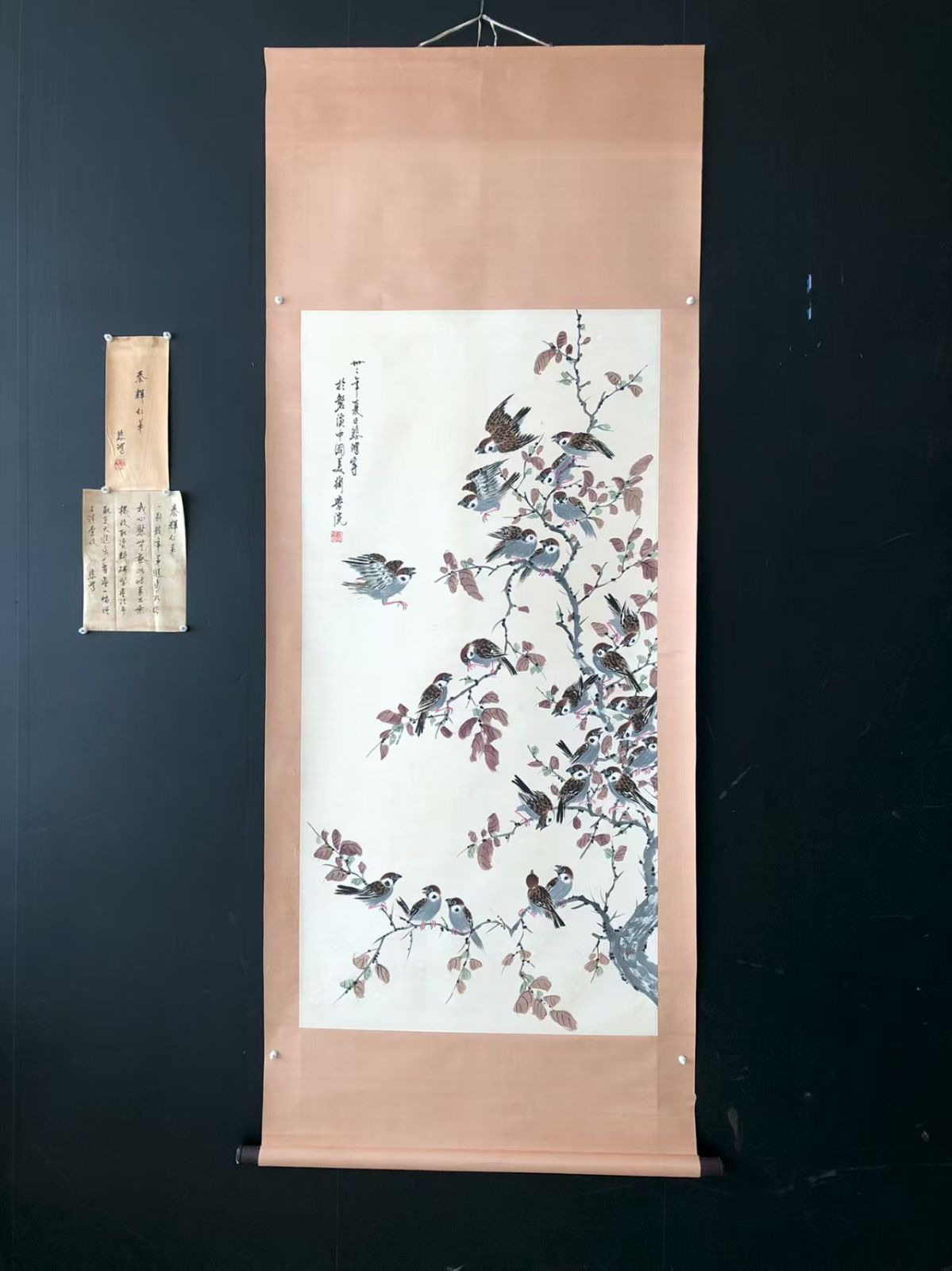 中国古美術. 徐悲鴻 花鳥 四尺手描き作品.宣かみ画.観賞品.文房置物.中国骨董25090708