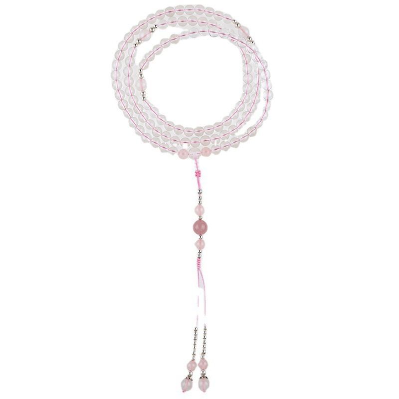 ナチュラル クリスタル ブレスレット 粉クリスタル 108 顆 佛珠