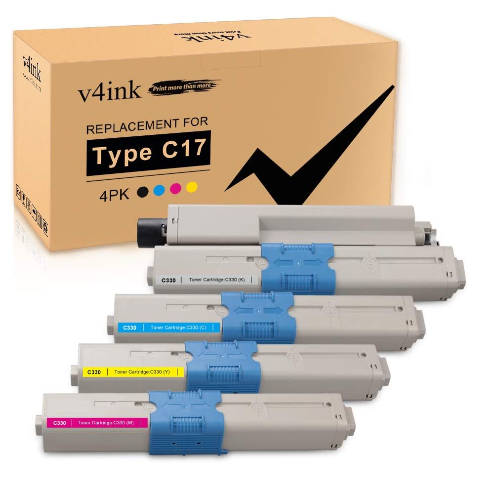 V4INK 互換トナーカートリッジ Oki Type C17 C330 (KCMY 4個パック) OKI C310dn C330dn C510dn C530dn MC362w MC562w シリーズプリンター用 