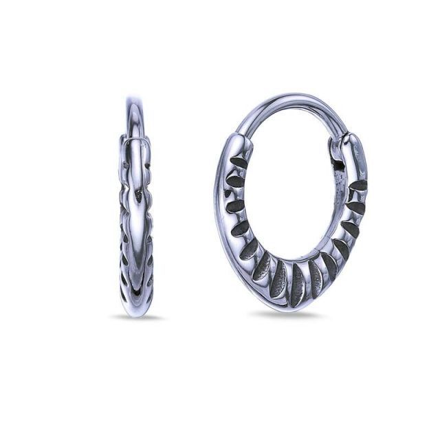 送料無料 リンクス メンズ ピアス イヤリング アクセサリー Men s LYNX Black Ion Plated Stainless Steel Hoop Earrings Stainless