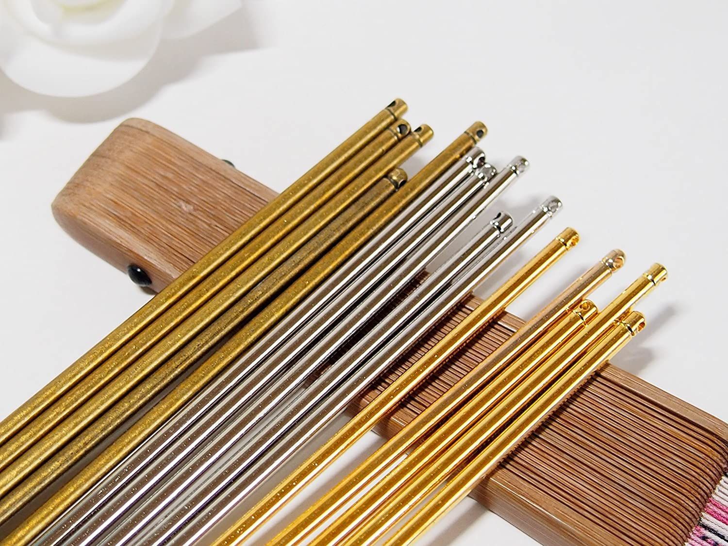 一本挿し かんざし金具 15 cm 簪パーツ 通し穴付き マジェステ 20本セット ヘアスティック 簪棒 和装 and A ハンドメイド MIX シルバー