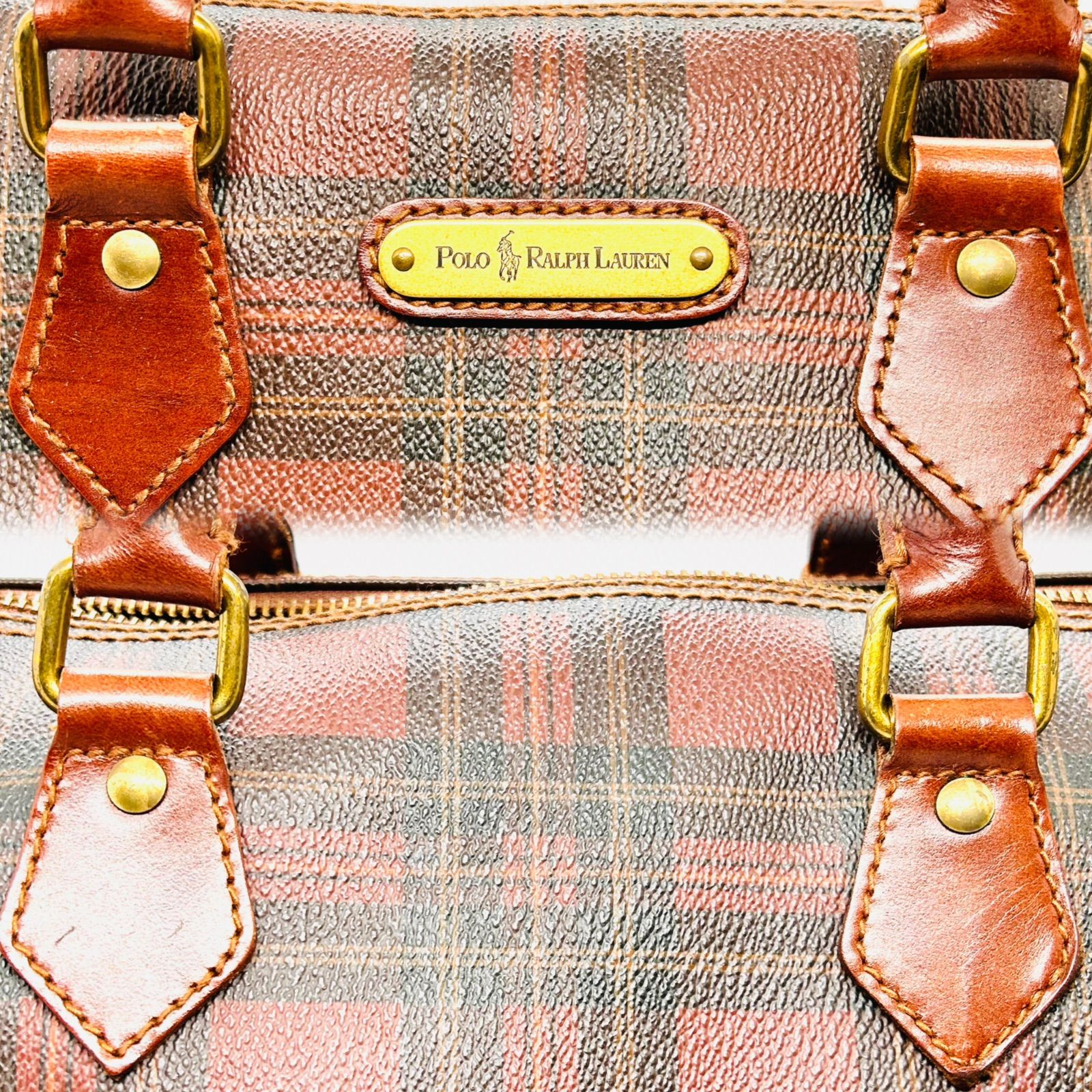 美品　ポロラルフローレン　ミニボストンバッグ　チェック柄　ハンドバッグ POLO RALPH LAUREN ミニボストンバッグ チェック POLO RALPH