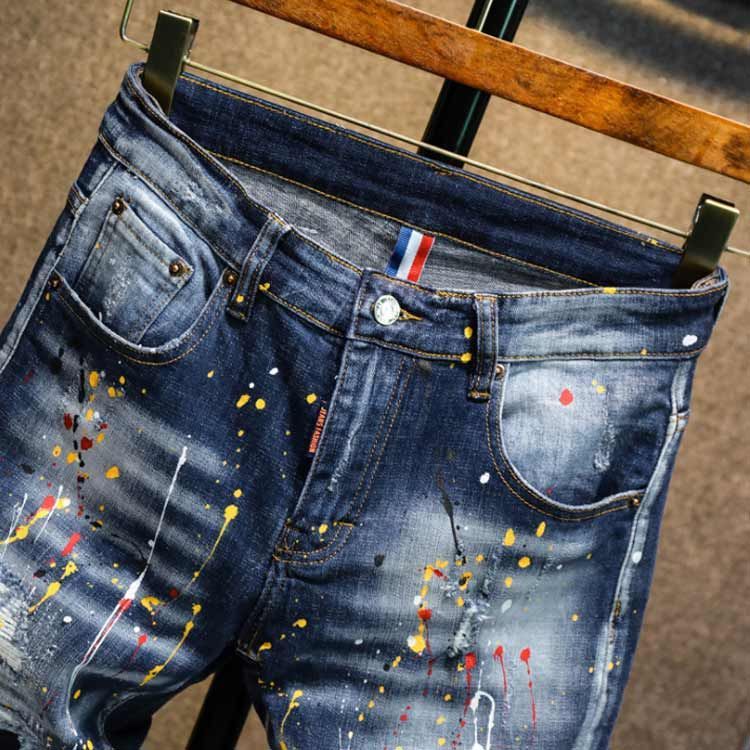 デニムパンツメンズ ダメージ ヴィンテージ加工クラッシュデニム 