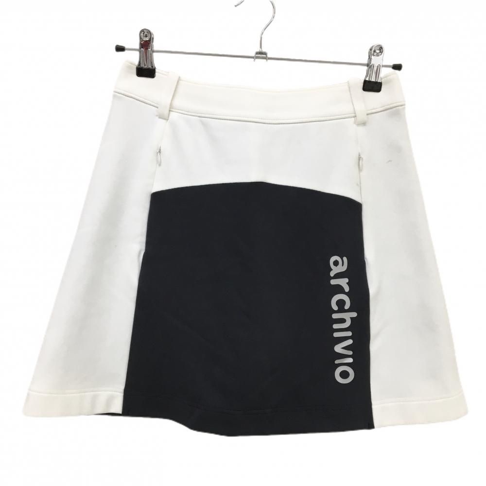 サイズ：38 ARCHIVIO アルチビオ 裏地付 スカート ネイビー系