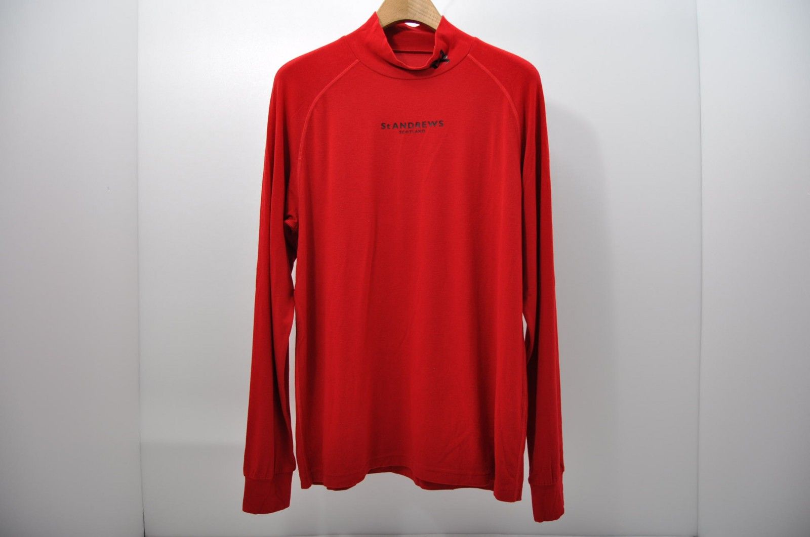 中古 メンズ セントアンドリュース StANDREWS 長袖シャツ LL 赤 レッド モックネック ストレッチ