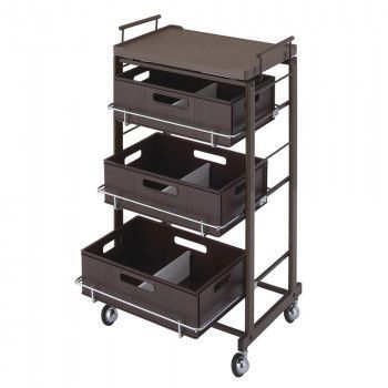 サロン向け C-355 ストッカーワゴン ブラウン 13557