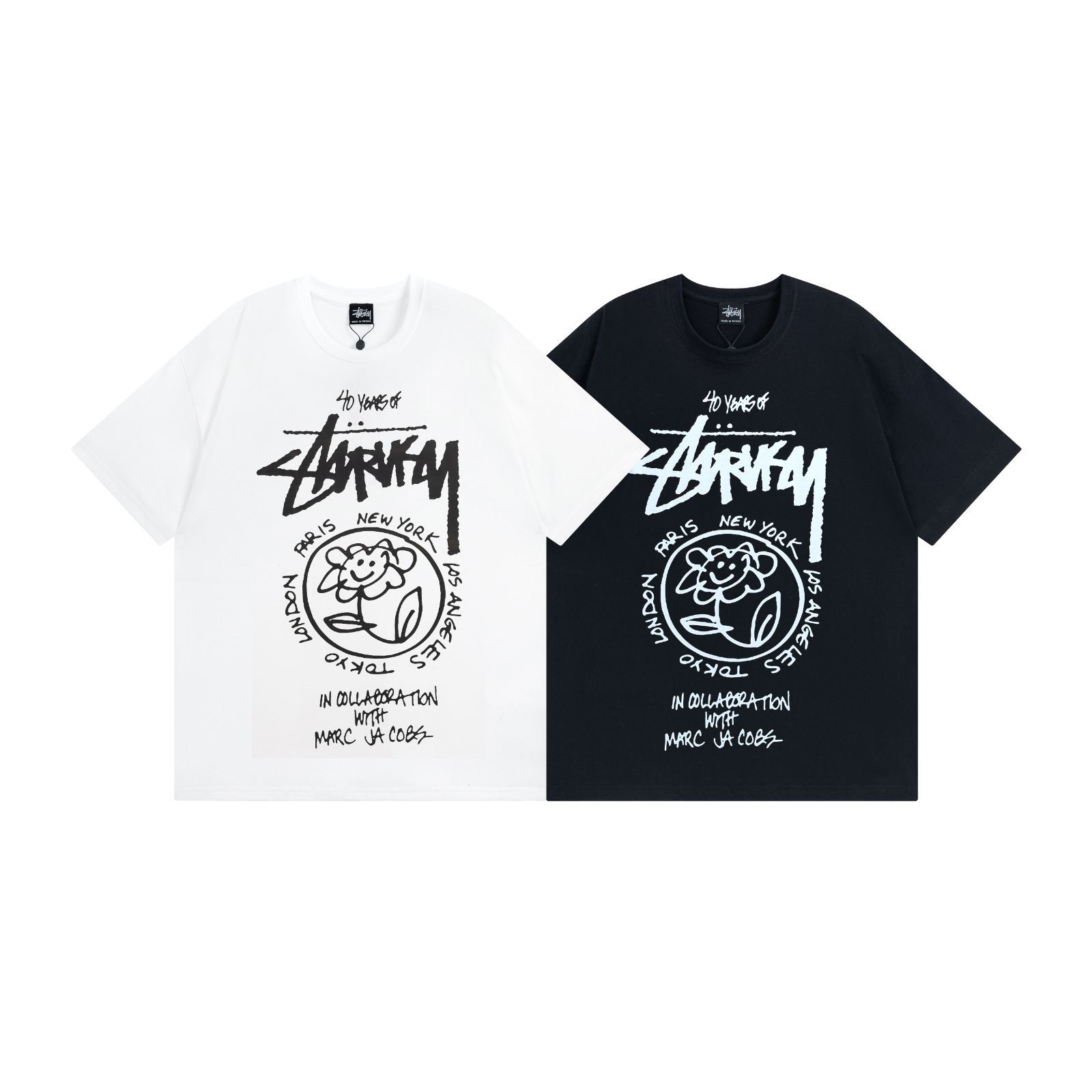 STUSSY✖️Marc Jacobs  ステューシー ロゴプリントカジュアル 半袖Tシャツ