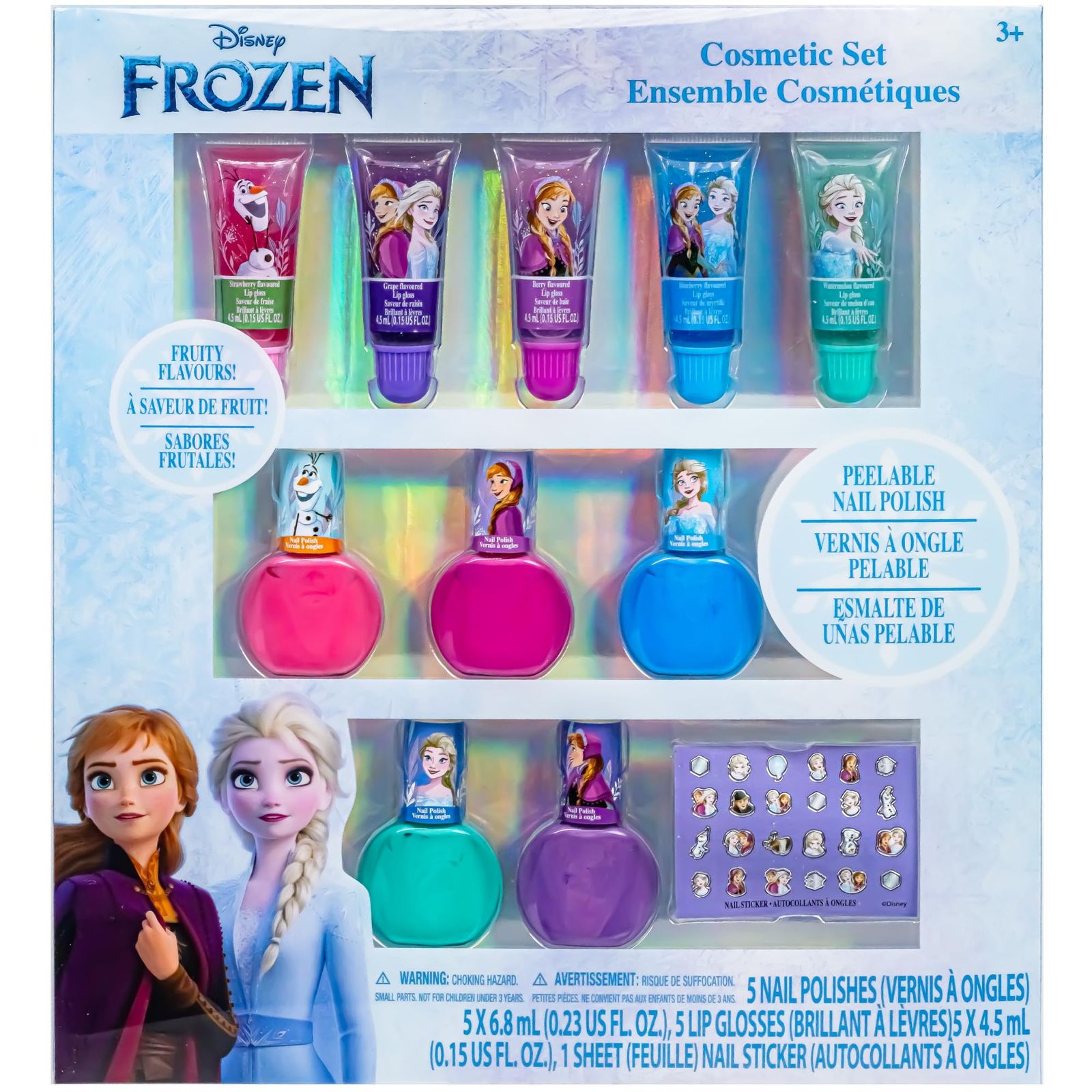 TownleyGirl Frozen 2 ディズニー プリンセス アナと雪の女王 2 水で洗える！ 豪華メイクアップセット ： マニキュア / ネイルシール / リップグロス [並行輸入品] 