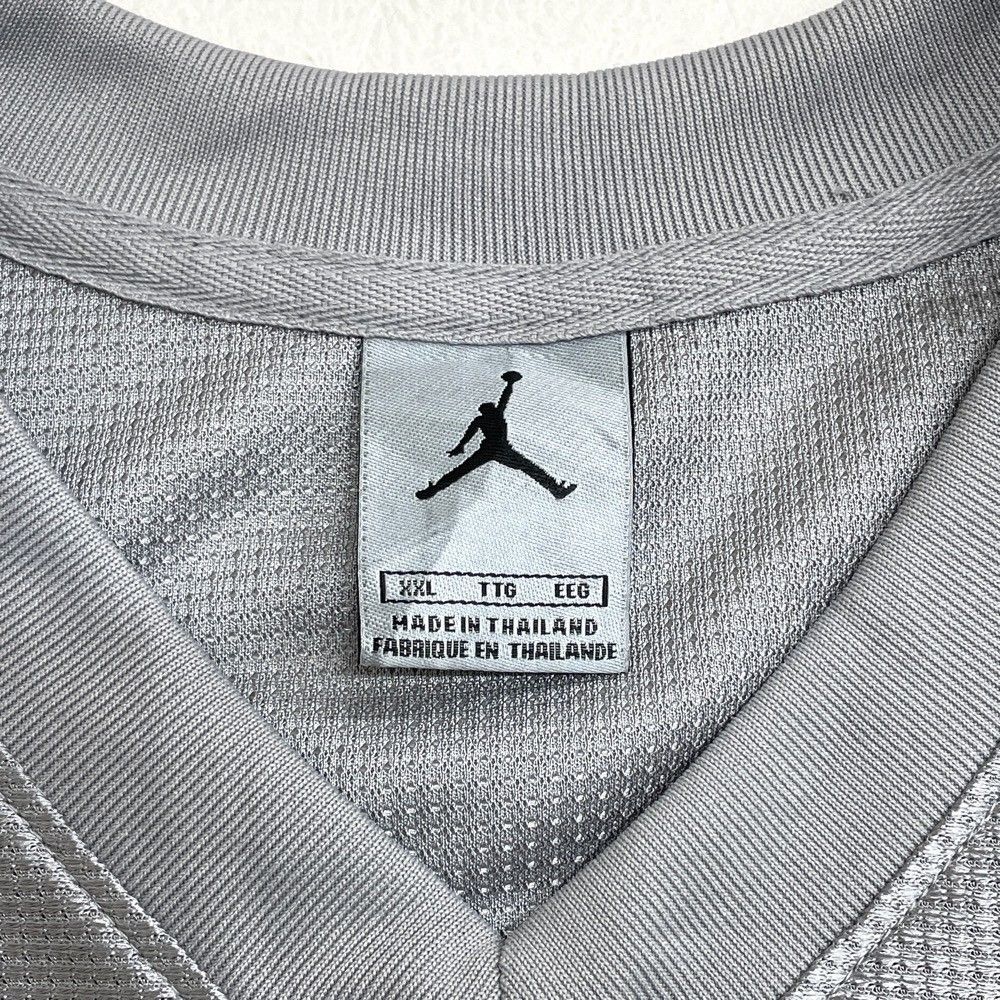 US エアジョーダン AIR JORDAN メッシュ タンクトップ ゲームシャツ ワンポイント ロゴ 刺繍 サイズ：メンズ XXL ビッグサイズ グレー×ブラック
