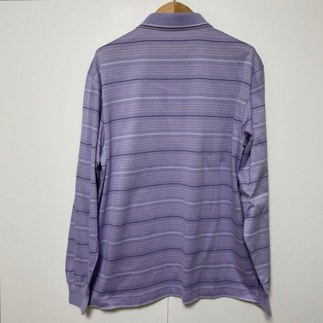 DAKS GOLF ダックス パープル ストライプ ポロシャツ L 日本製
