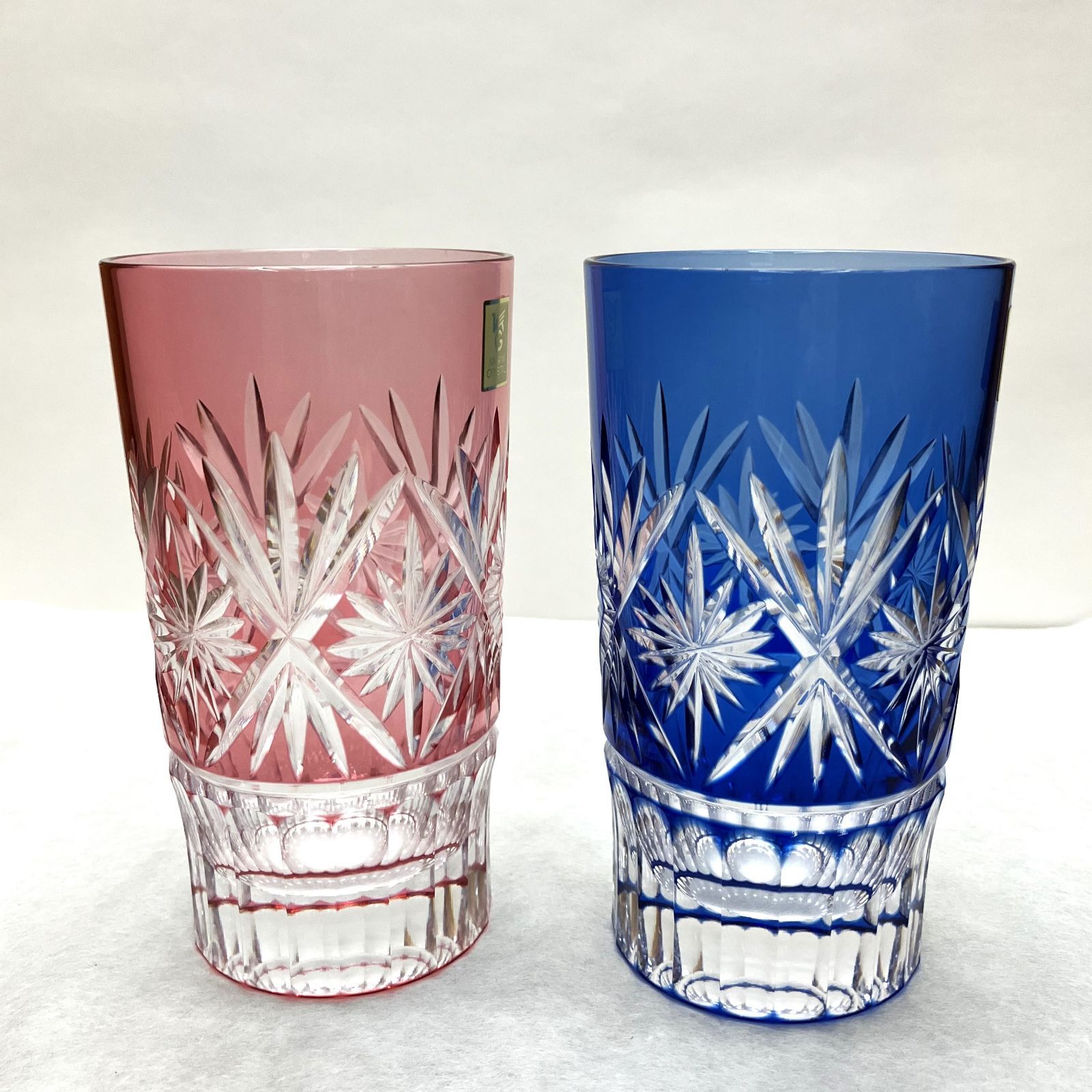 【JA】カガミクリスタル 色被 江戸切子 タンブラー 2客セット カガミクリスタル 赤被せ切子 タンブラー KAGAMI 江戸切子タンブラー