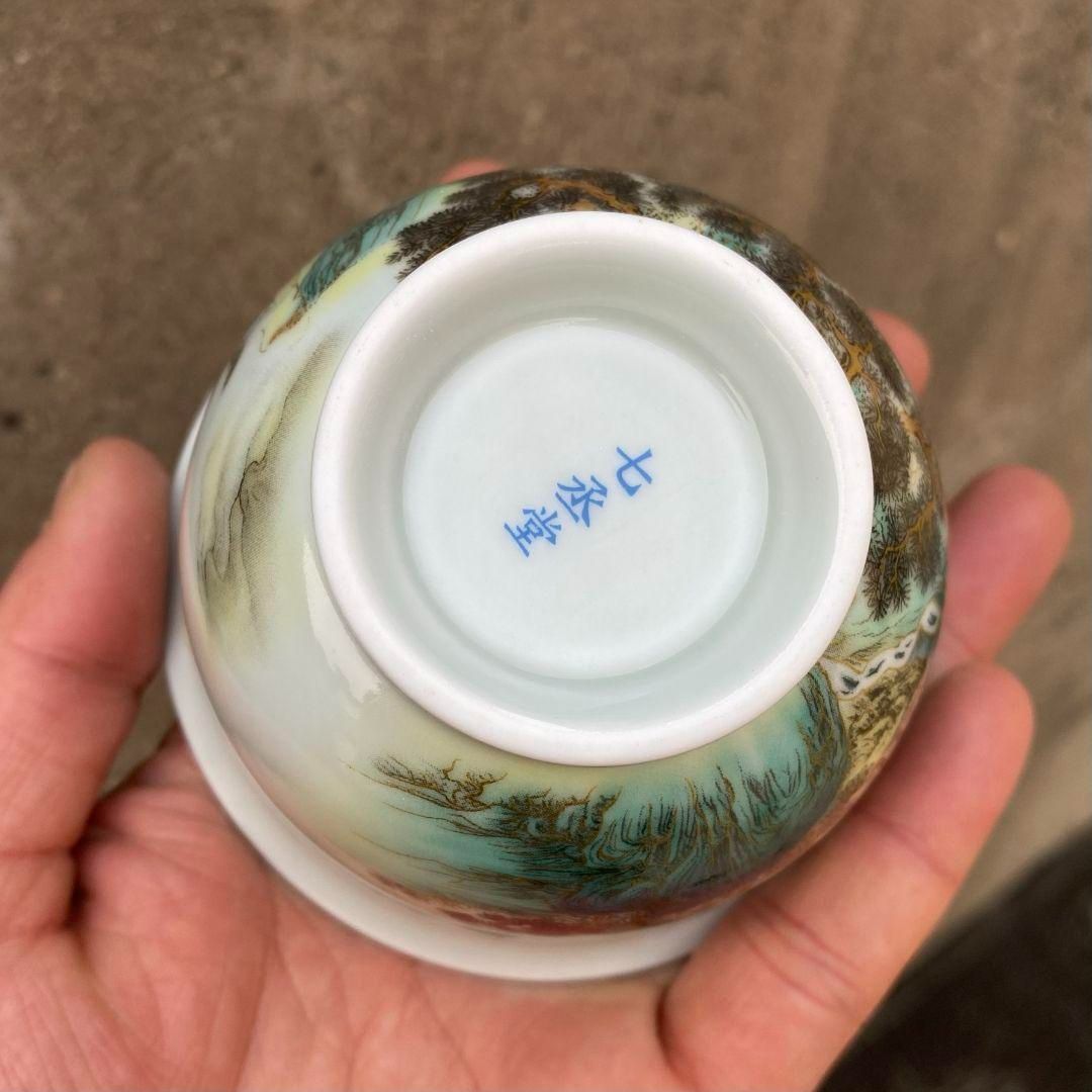 中国茶器 七承堂可懸停山居払雲図三才蓋碗 茶杯 茶碗 煎茶道具 新品未使用 中国茶器 七承堂可懸停山居払雲図三才蓋碗 茶杯 茶碗 煎茶道具
